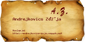 Andrejkovics Zója névjegykártya